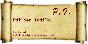 Póder Irén névjegykártya